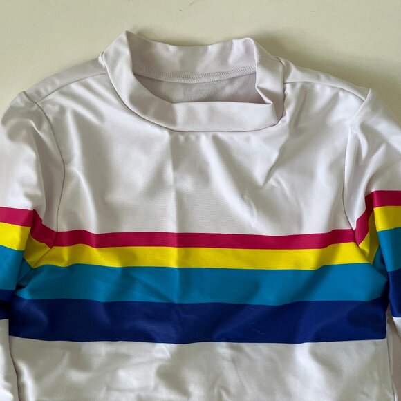 NEW Rad Swim XS Rash Guard, Tankini Top, Baseball Cap + Bag Retro Rainbow Stripe - Picture 8 of 15